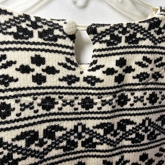 Vintage L.L. Bean Womens Dark Blue Cream Patterned Wool Blend Sweater Med - Picture 8 of 12